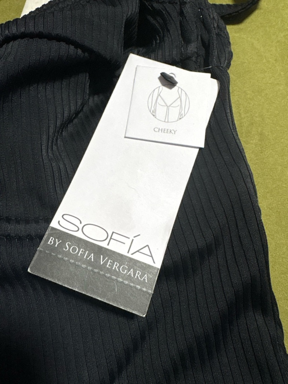 sofia by sofia vergara Black Ribbed Cheeky One-Piece - Picture 4 of 5